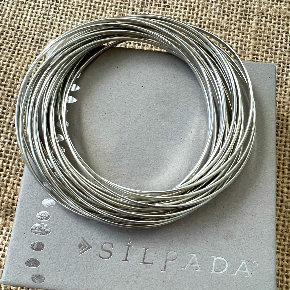 HOT Silpada .925 Sterling Silver 21 Bangle Salute Interlocking Bangles Bracelet